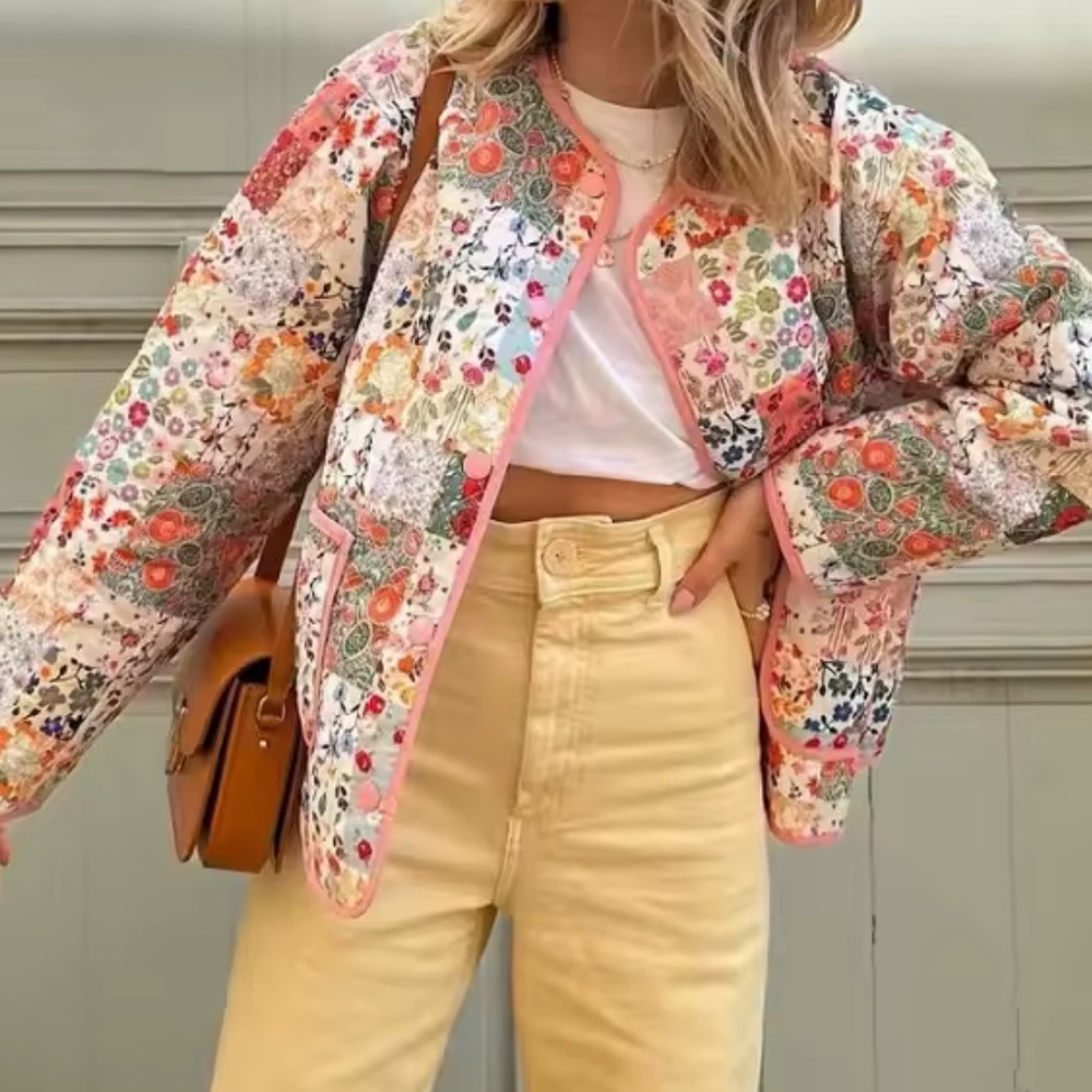 NWOT Floral Patchwork Jacket